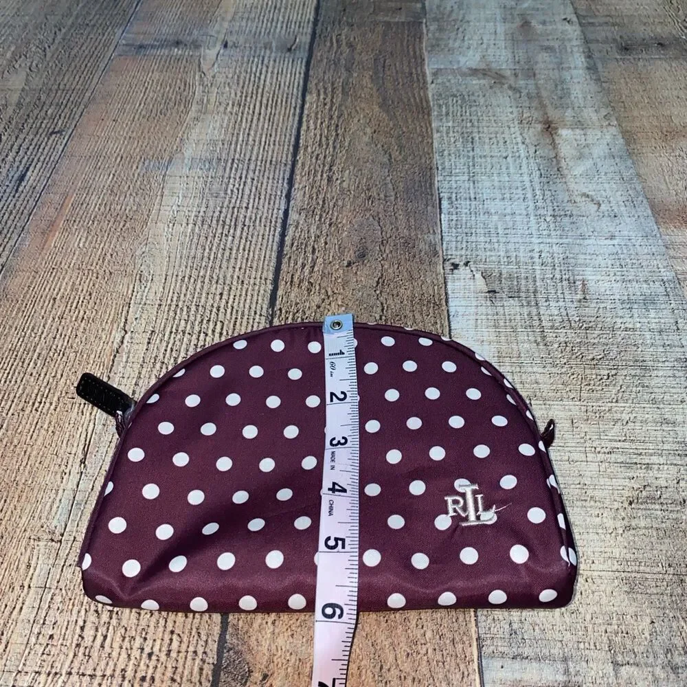 Ralph Lauren maroon Polka Dot Makeup Bag Purse